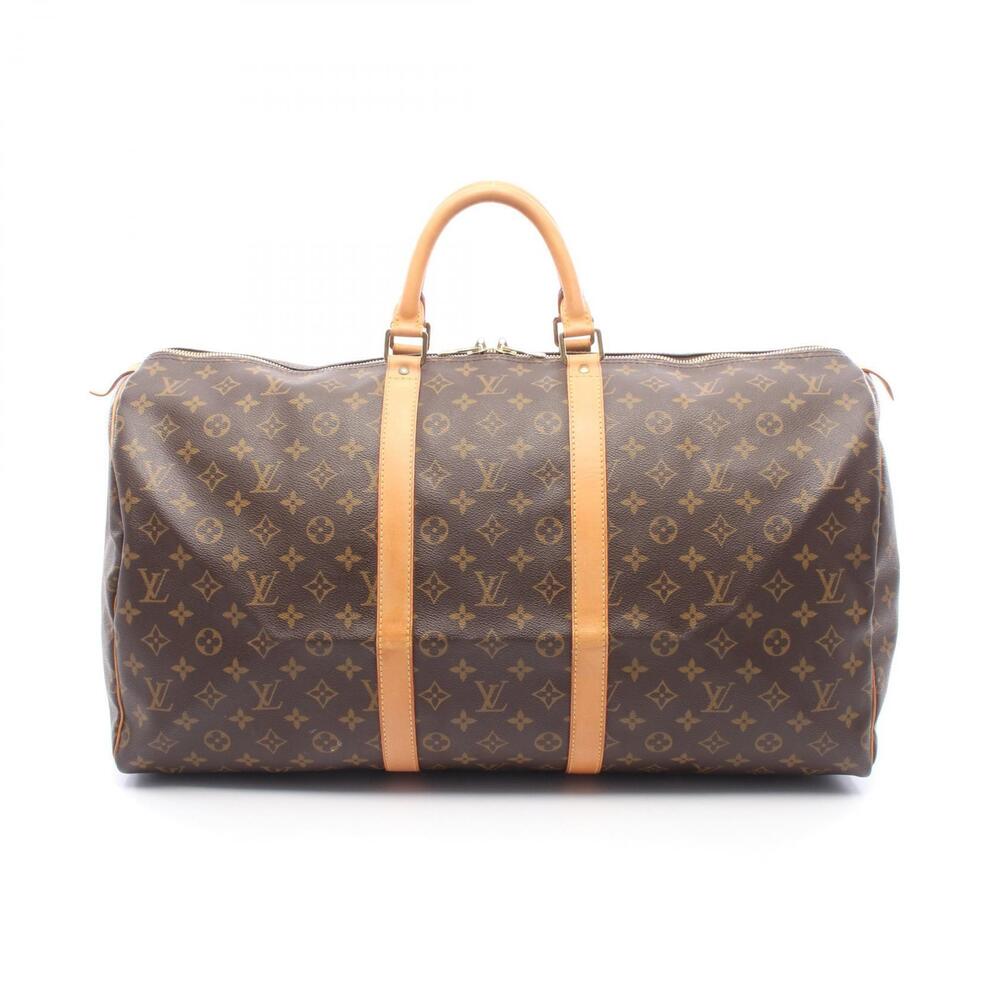 Louis Vuitton Keepall Boston Bag Canvas Leather Monogram Brown